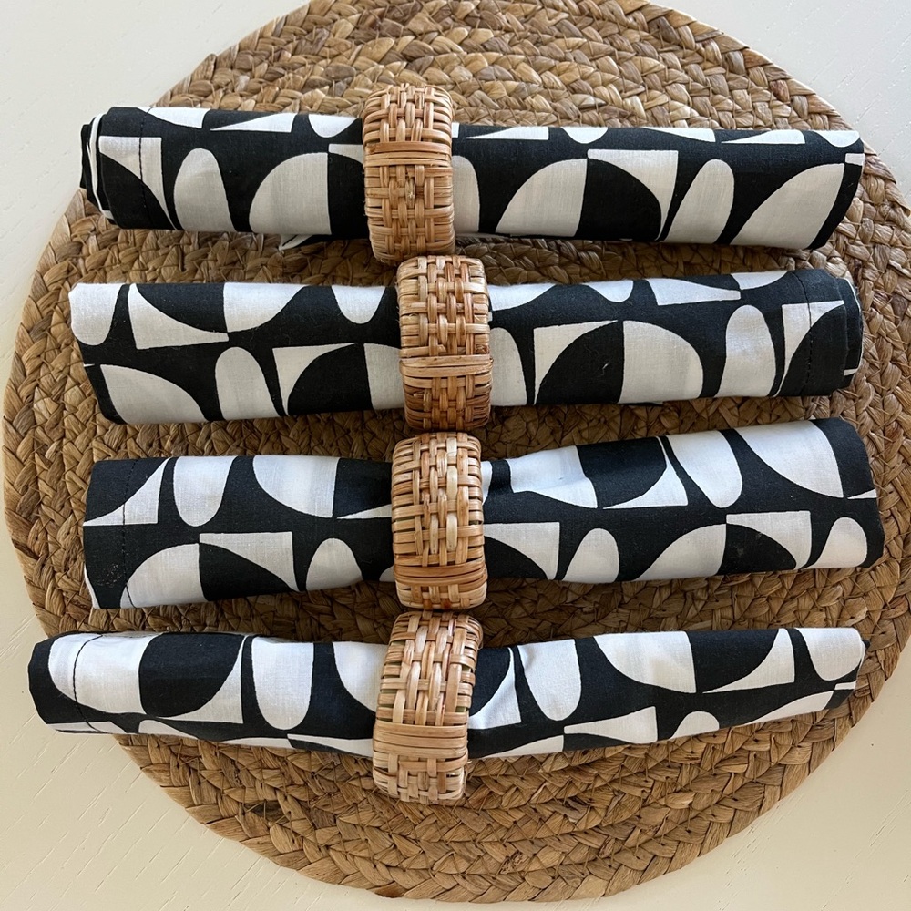 Set of 4 Jonathan Adler Fabric Napkins - Never Used Only Decorative